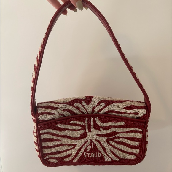 STAUD Tommy Beaded Bag Scarlet White - Picture 5 of 6